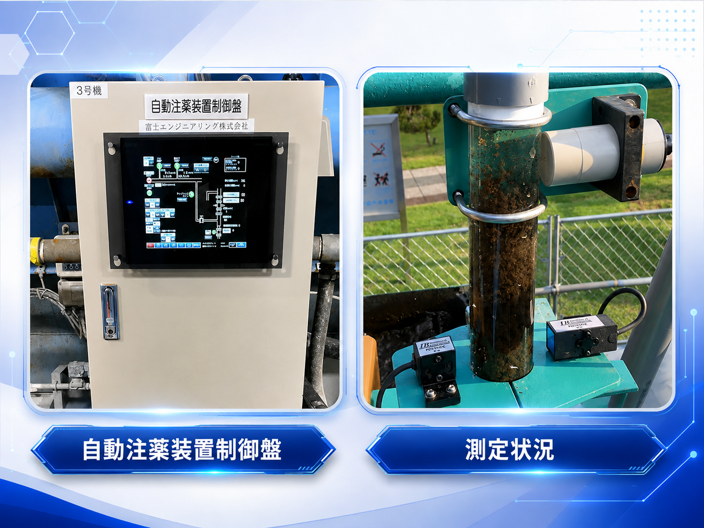 自動注薬装置制御盤・測定状況